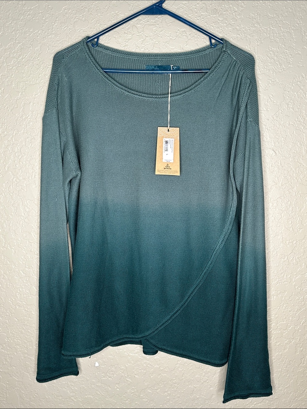 the prAna Juliana Sweater in the Teal/Green tie-dye colorway